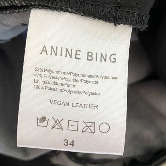 Anine Bing Kat Vegan Leather Black Pants Straight Leg Trousers Size 4 - Picture 12 of 12